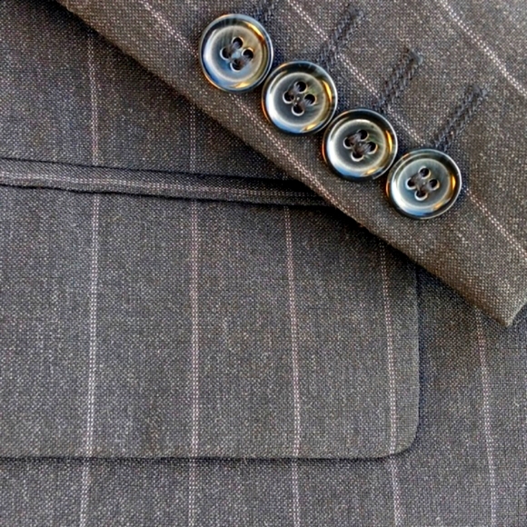 DAVID BIOS MEN'S PIN STRIPED (3) BUTTON WOOL BLEND LUX BLAZER - Picture 6 of 17